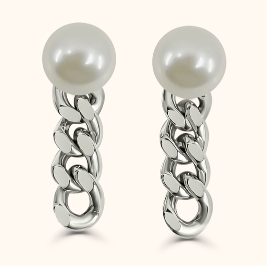 Sora Kihei Pearl Earring M - Radium Plated