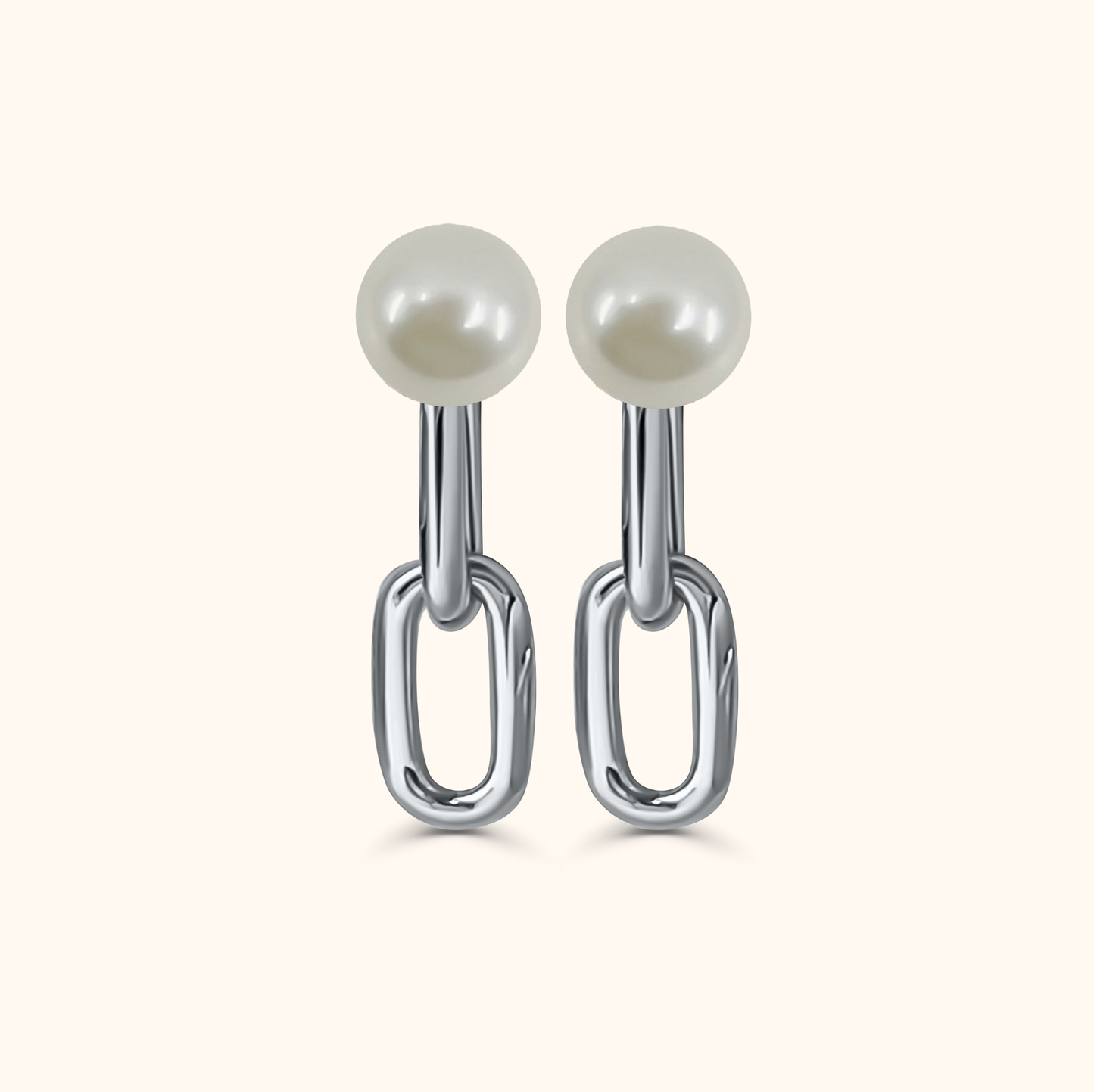 Riku Kusari Pearl Earrings S - Radium Plated