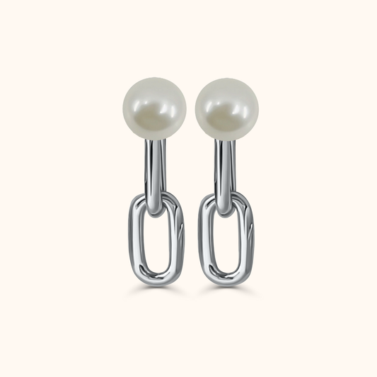 Riku Kusari Pearl Earrings S - Radium Plated