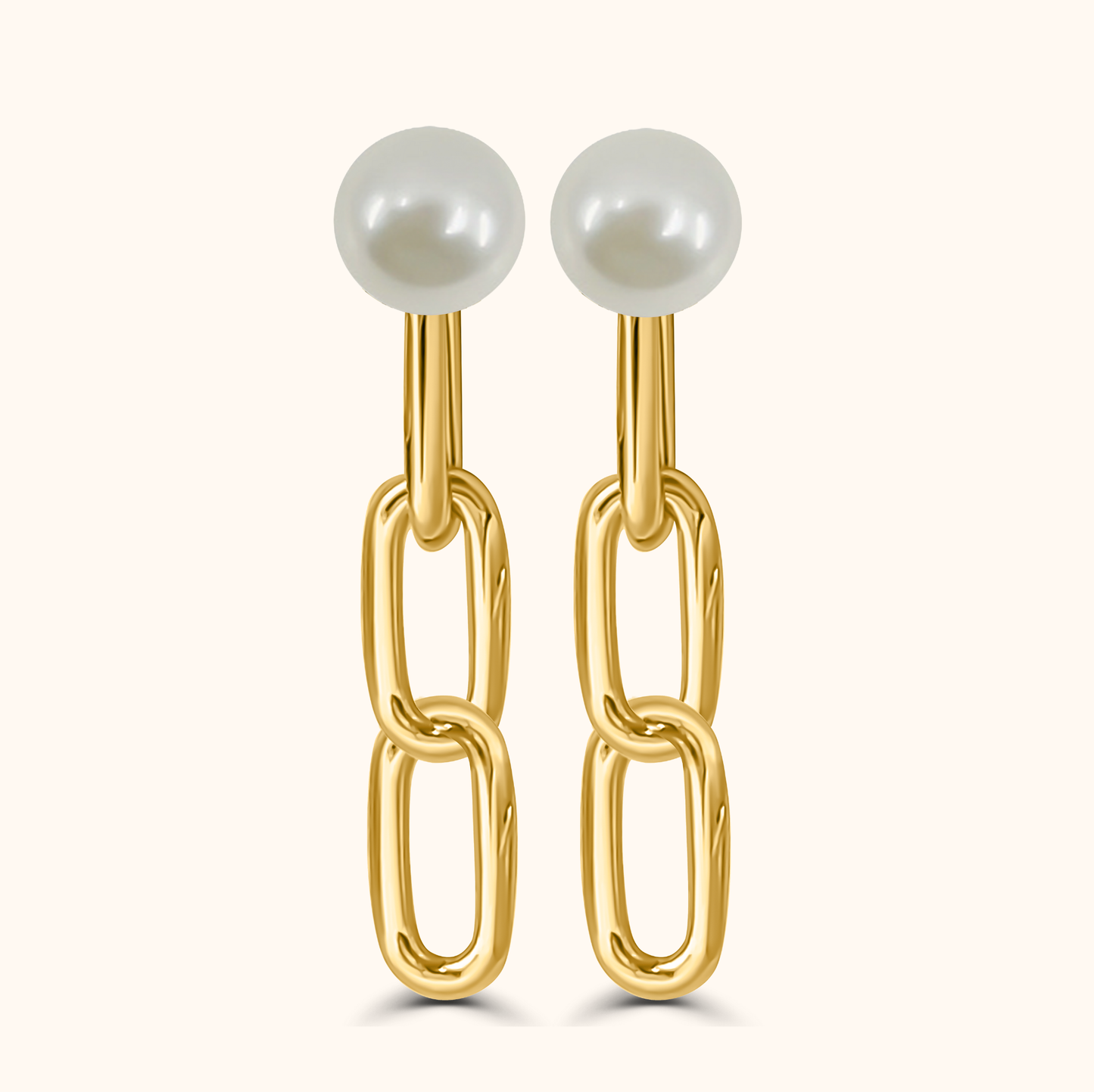 Riku Kusari Pearl Earrings M - Gold Plated