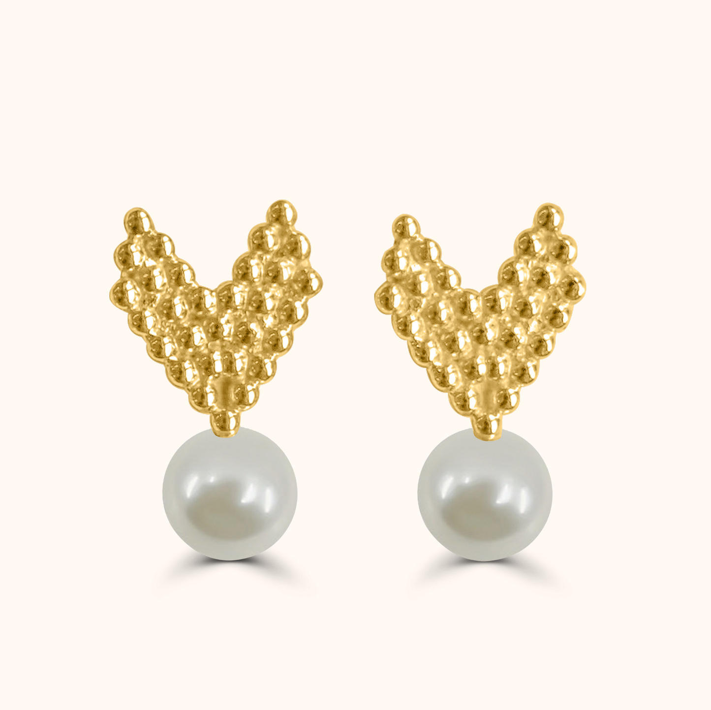 Aoi Baby Akoya Pearl Hart Pierced Earrings - 18K Gold, One Piece