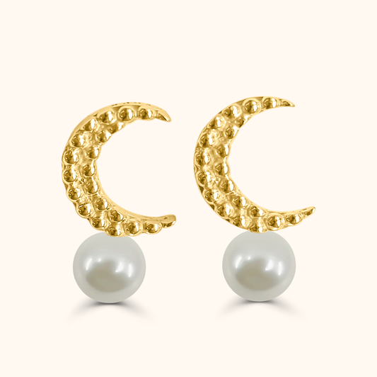 Aoi Baby Akoya Pearl Moon Pierced Earrings - 18K Gold, One Piece