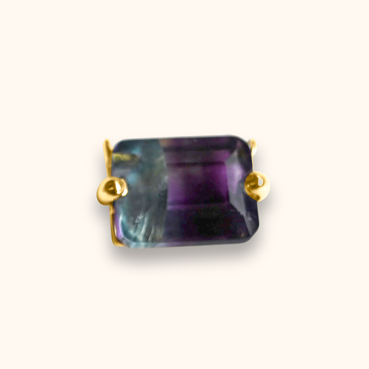 Hikari Green-Purple Fluorite Stone Pendant Charm M - 18K Gold