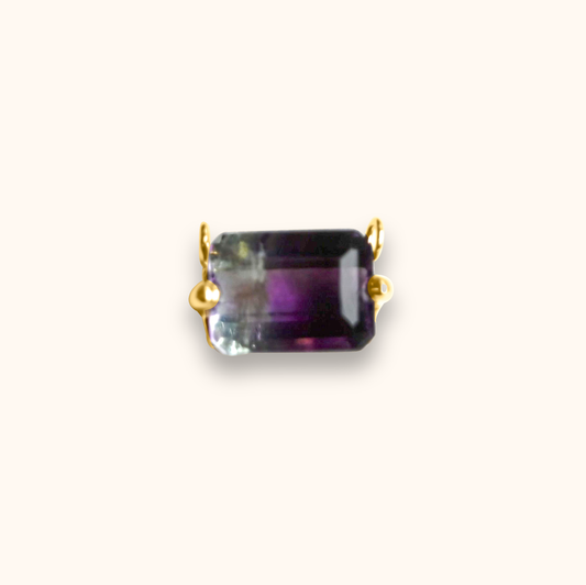 Hikari Green-Purple Fluorite Stone Pendant Charm S - 18K Gold