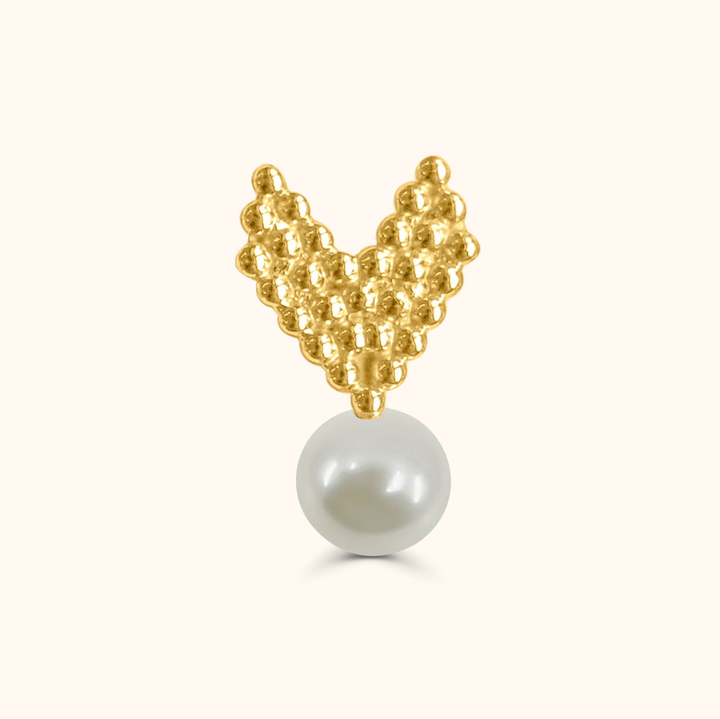 Aoi Baby Akoya Pearl Hart Pierced Earrings - 18K Gold, One Piece