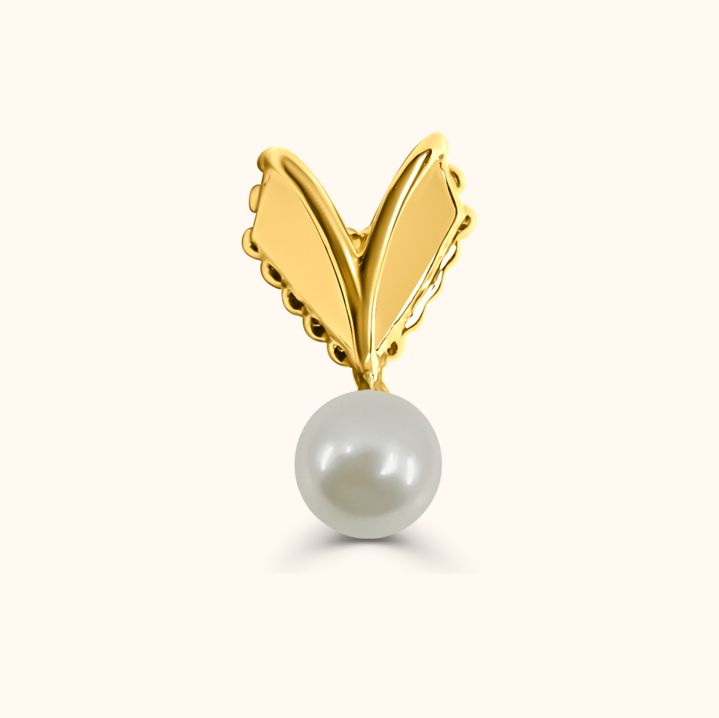 Aoi Baby Akoya Pearl Hart Pendant Charm - 18K Gold