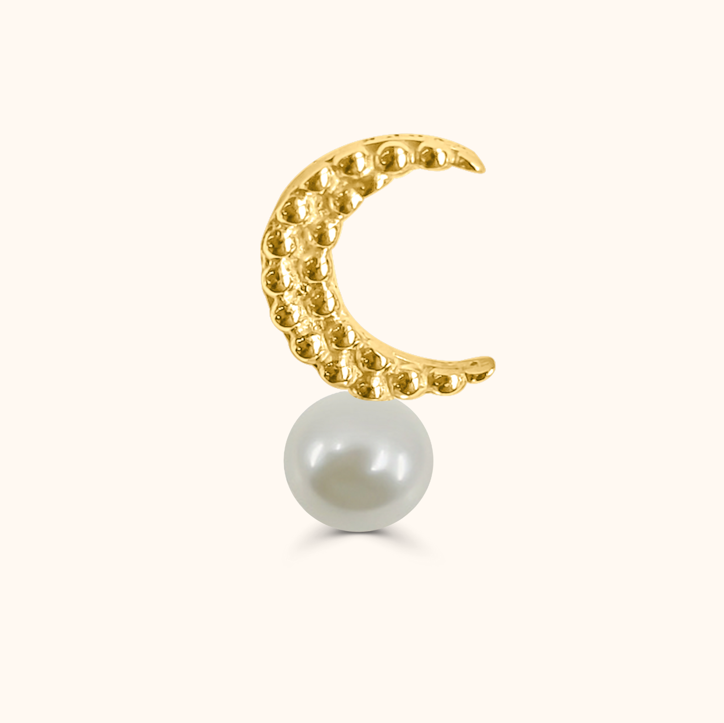 Aoi Baby Akoya Pearl Moon Pierced Earrings - 18K Gold, One Piece