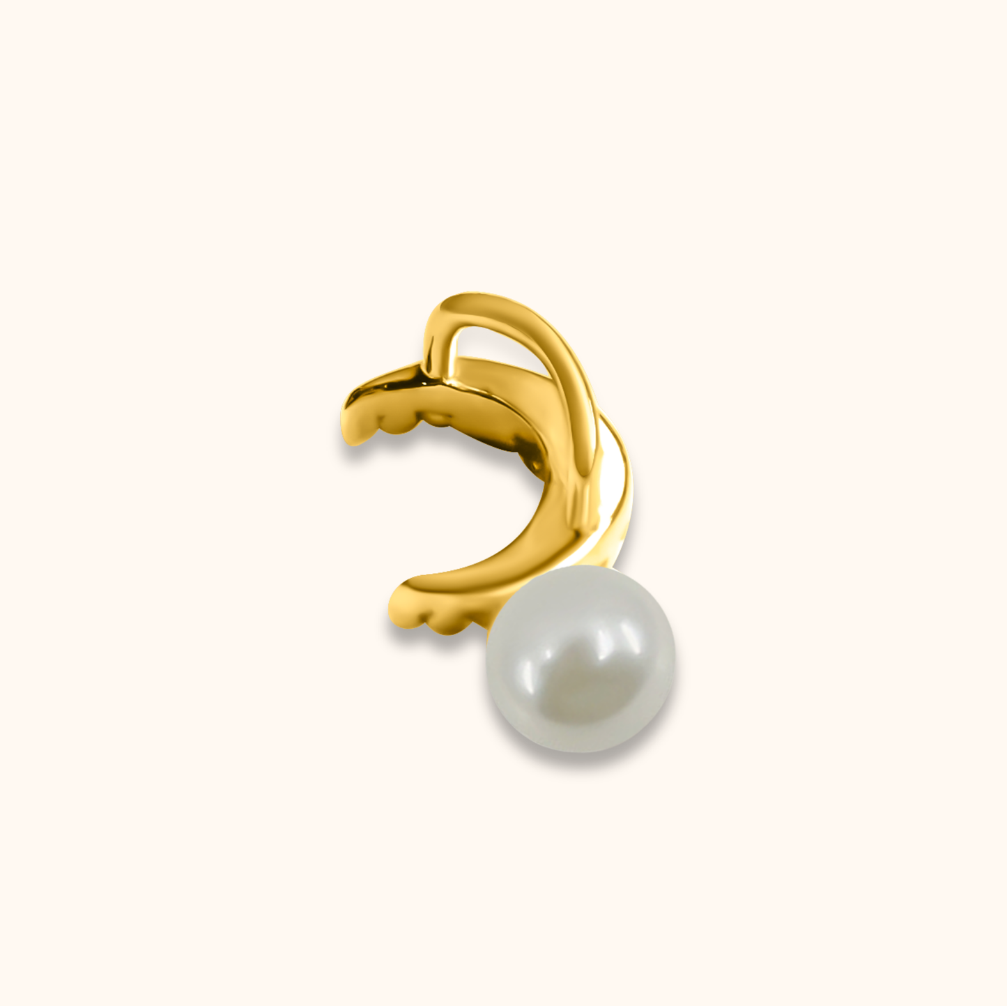 Aoi Baby Akoya Pearl Moon Pendant Charm - 18K Gold