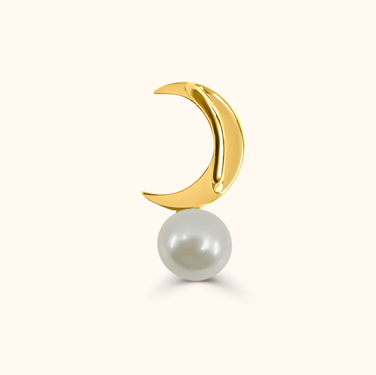 Aoi Baby Akoya Pearl Moon Pendant Charm - 18K Gold